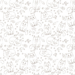 cute cats seamless pattern.