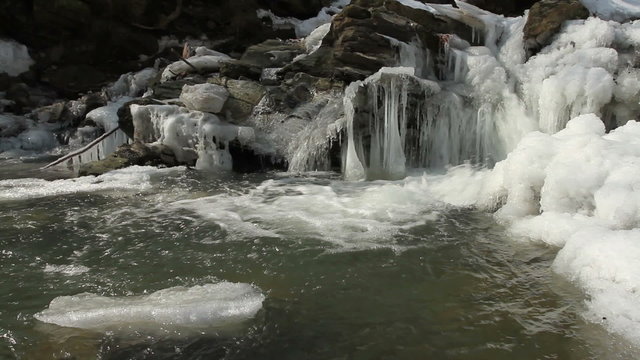 Spring water flow on river