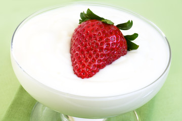 Greek Yogurt and a strawberry
