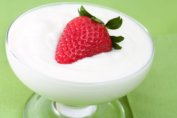 Yogurt and Fruit, fresh strawberry