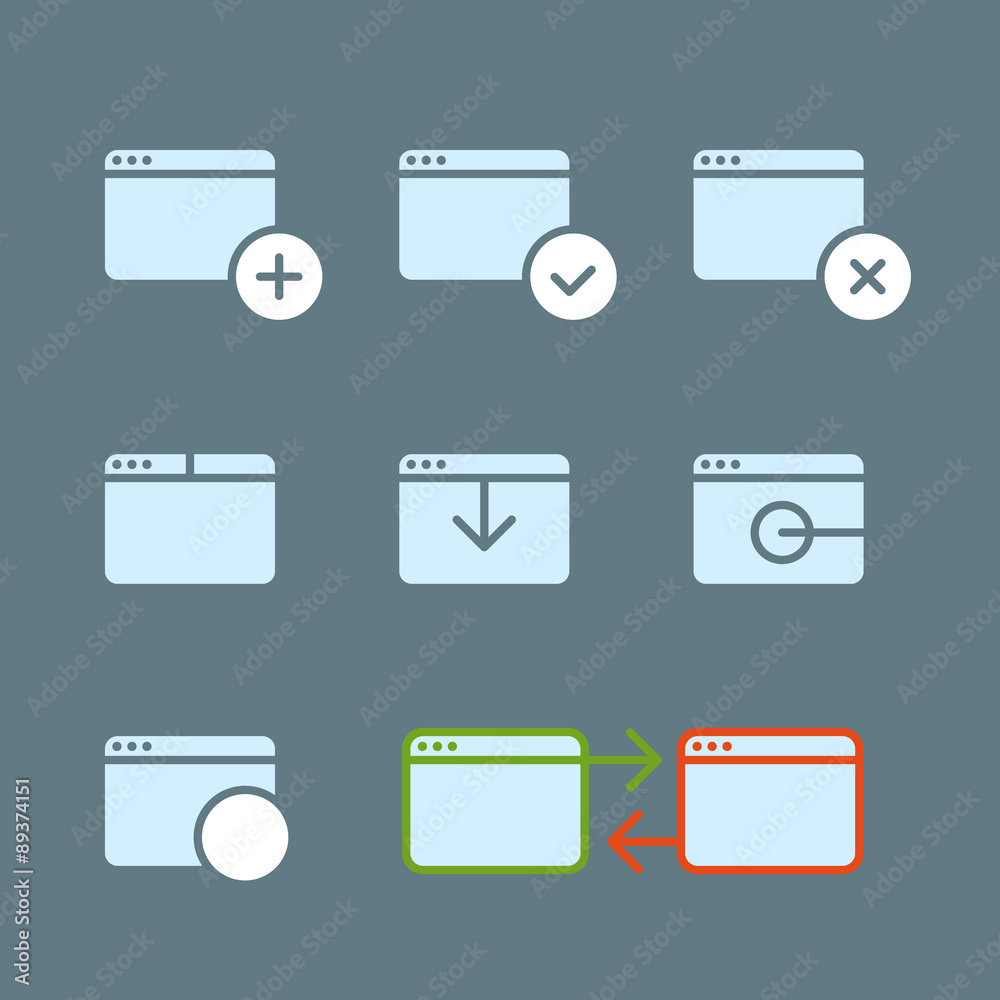 Poster Different web browser icons set with rounded corners. Design ele