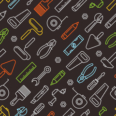 Different industrial equipment. Vector tools color seamless patt