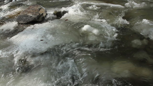 Spring water flow on river
