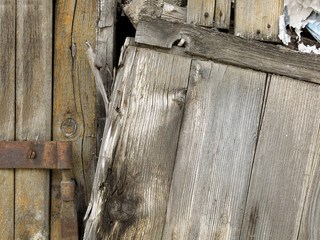 Close-up of old  decayed brown wooden fence 2