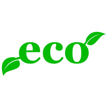 Icono texto eco con hojas verde