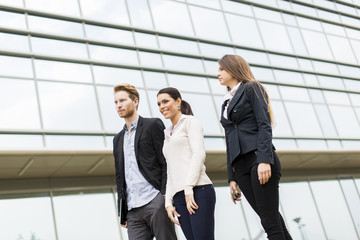 Young business people outdoors