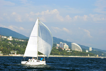 Sailing yacht on the Black sea