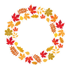 vector frame with colored autumn leaves