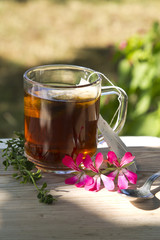 cup of tea on background