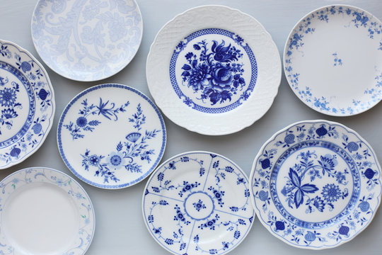 Vintage blue plates