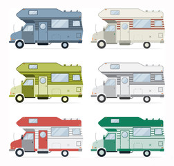 Set of Recolored RV Family Campers