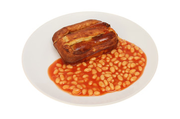 Toad in the hole with beans