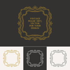 Calligraphic frame and page decoration. Vector vintage