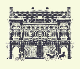 vector drawing of the old European house