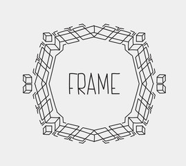 Obraz premium Hand drawn emblem abstract template Elegant linear logo outline