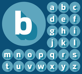 Colorful minimalistic vector alphabet in compact  style. Lowercase letters