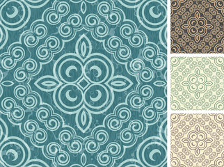 Set of 4 floral seamless patterns.