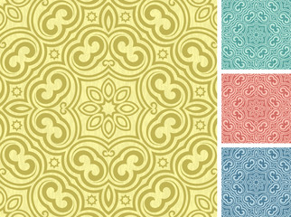 Set of 4 floral seamless patterns.