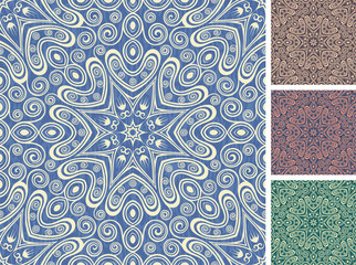 Set of 4 floral seamless patterns.