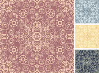 Set of 4 floral seamless patterns.