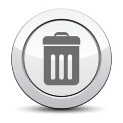 Trash bin icon vector. eps 10. silver button