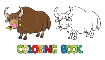 Coloring book of funny wild yak