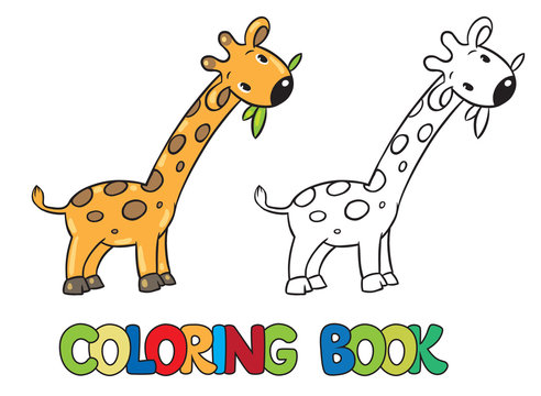 Coloring book of little funny giraffe
