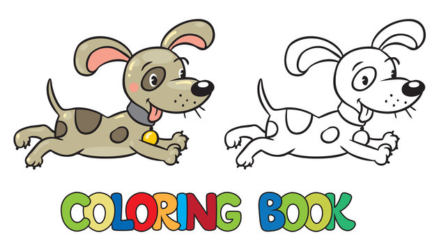 Coloring book of little dog or puppy