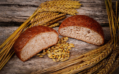 Fresh bread with ears a rye