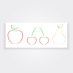 Apple pear cherry banner natural products.
