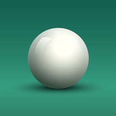 Solid white color vector billiard cue ball without number on green table