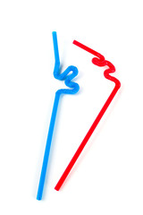 colorful drinking straws isolated on white