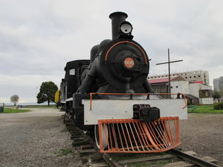 Fototapeta na wymiar World war two train display at Punta Arenas