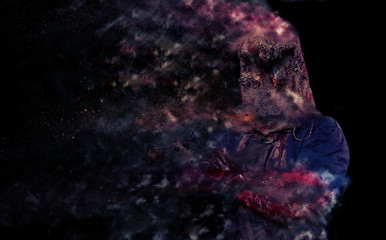 Sack ghost Fear and Halloween Theme: creepy killer in a mask on