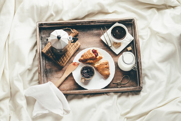 Breakfast in bed. Window light