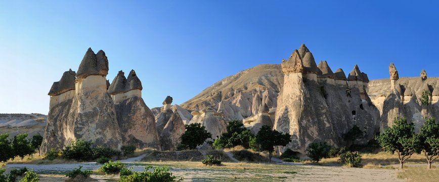 Zelve Cave City Valley Panorama in Cappadocia Turkey