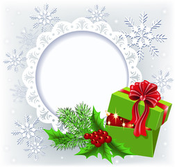 Gift box with Christmas  round frame