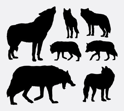 Wolf animal silhouettes