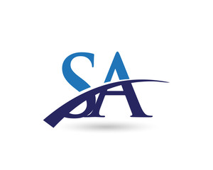 SA Logo Letter Swoosh - obrazy, fototapety, plakaty