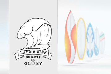 Sketch surfing illustration logo emblem with lettering on