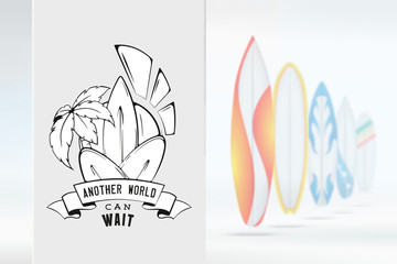 Sketch surfing illustration logo emblem with lettering on