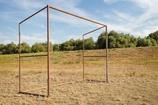 Football goal in the village