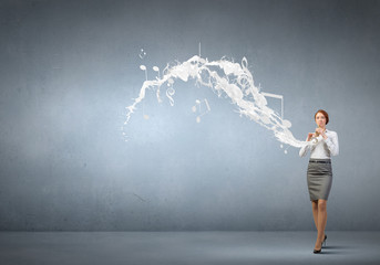 Fototapeta premium Businesswoman playing fife