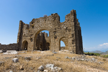Ancient ruins of Aspendos. Basilica. Turkey.