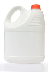 white canister and red cap plastic on white background include p