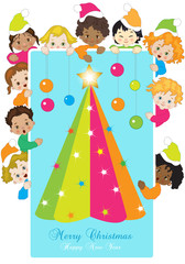 Bambini con Albero di Natale