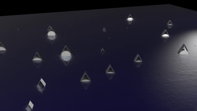 Silver triangle object black