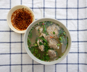 Homemade spicy pork rib soup