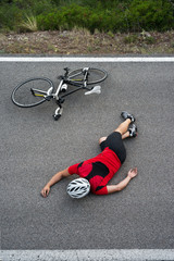 Fototapeta premium Cycle accident in the road