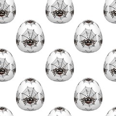 Seamless easter eggs pattern with spiders
